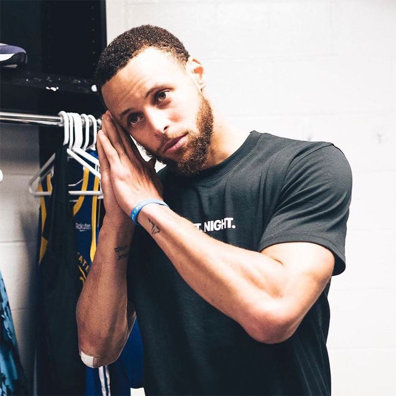 勇士夺冠纪念库里同款night night晚安纯棉圆领美式运动短袖t恤潮