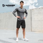 Alpharmy fitness long-sleeved men's loose quick-drying clothes outdoor sports T-shirt moisture wicking breathable training clothes