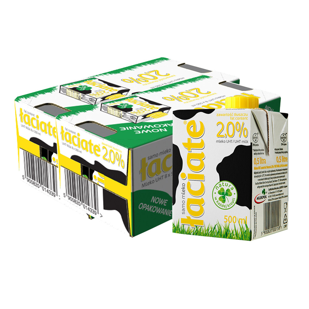 进口牛奶 laciate半脱脂2.0�t纯牛奶500ml*8 箱装*2