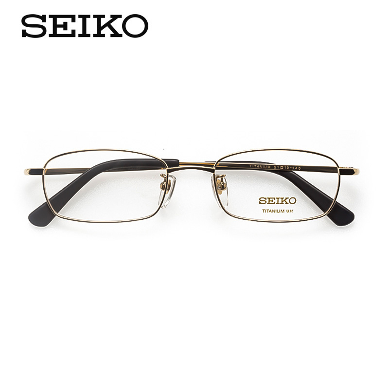 SEIKO精工光学眼镜架黑色小框男女钛合金全框可配高度近视H01046