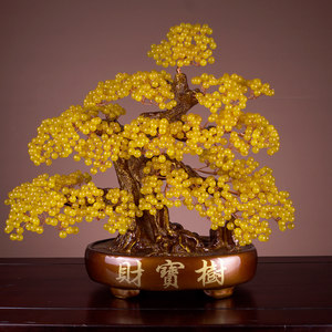 串珠摇钱树水晶摇钱树图片