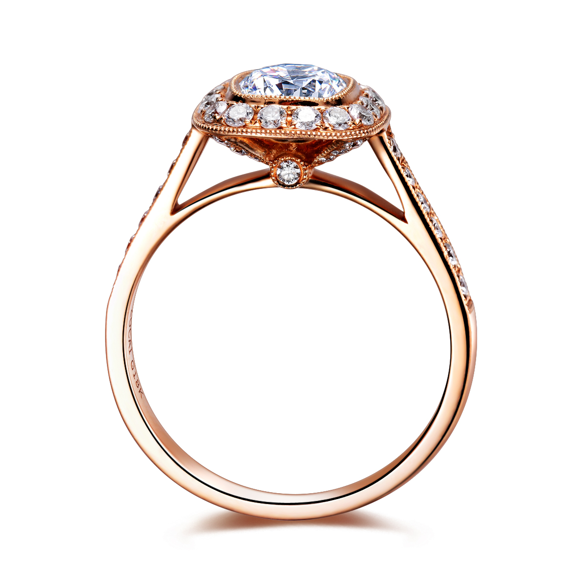 佐卡伊 玫瑰18k共1.24克拉i-j色si净度14号手寸钻石女戒