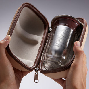 一壶二杯便携式旅行功夫茶具套装户外出差玻璃泡茶壶创意生日礼物