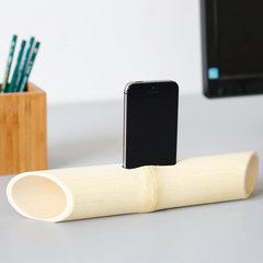 创意手机托架懒人神器 苹果手机配件竹质手机底座 床头手机音箱