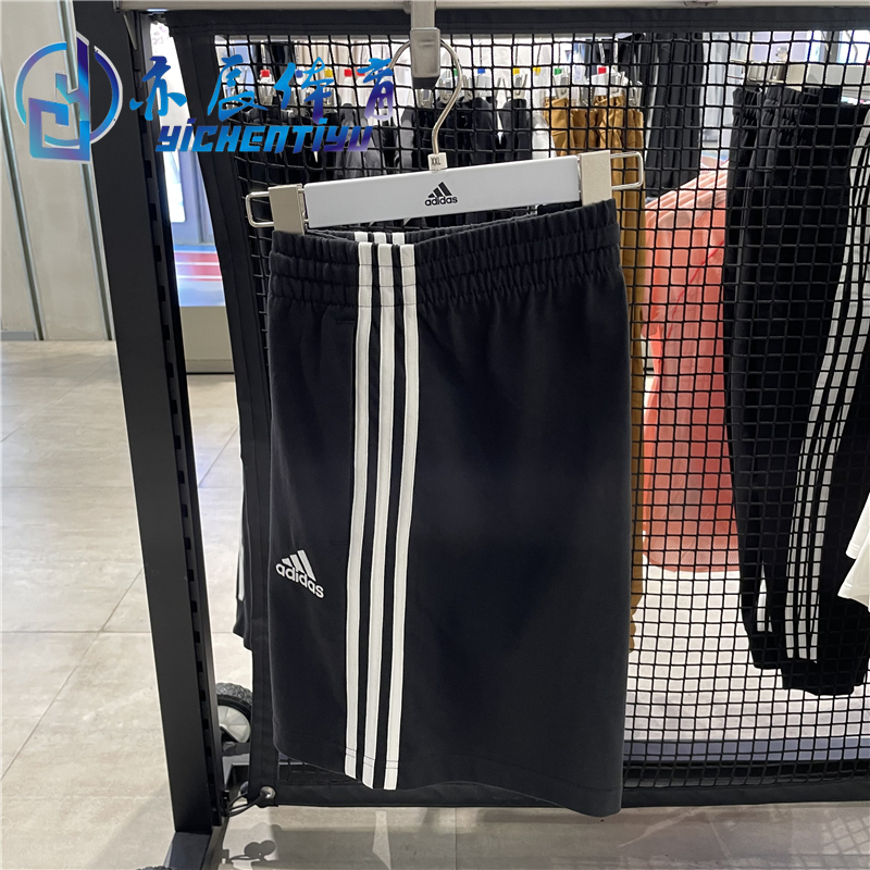 正品Adidas阿迪达斯男子三条纹针织透气运动休闲短裤五分裤GK9988