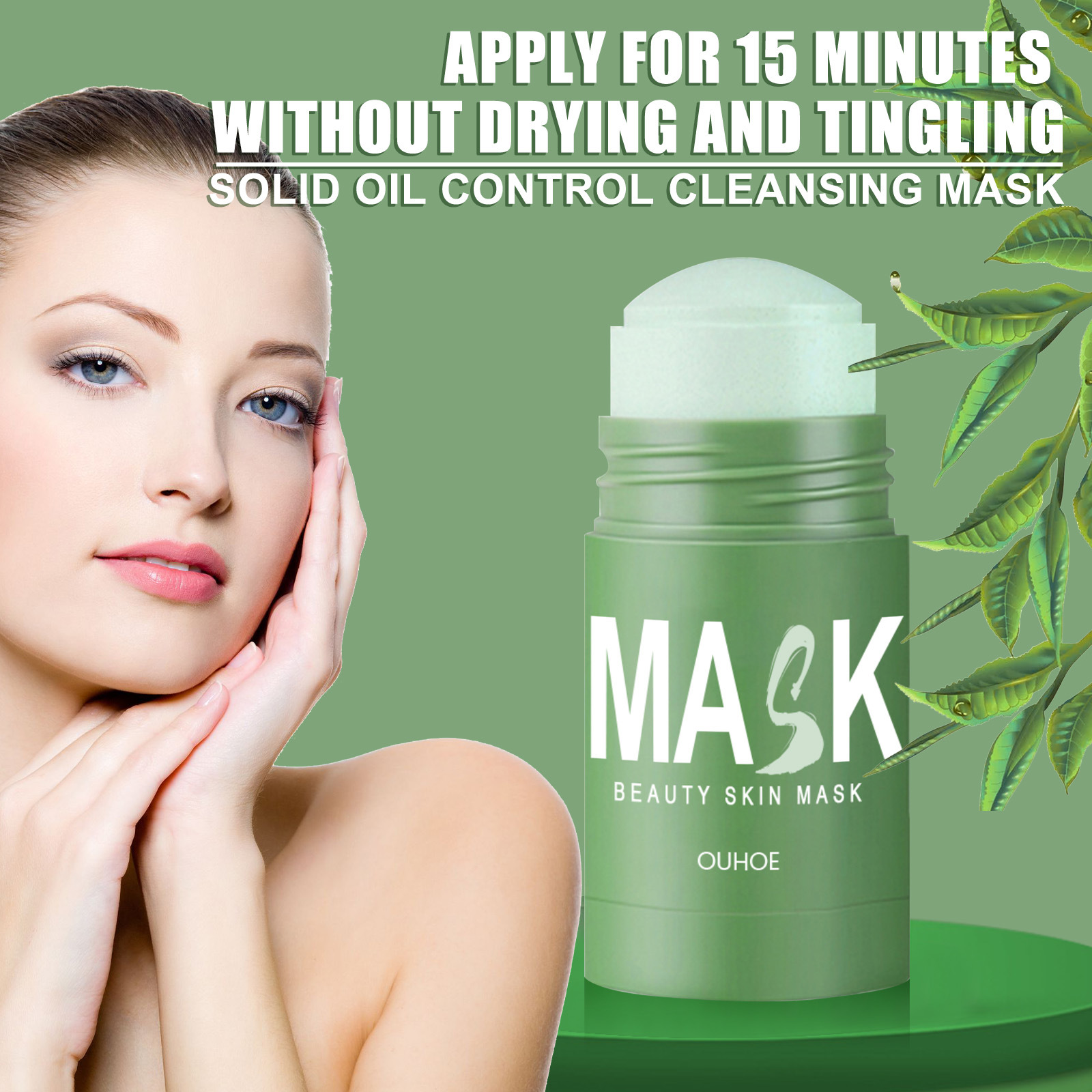 OUHOE Green tea cleansing mask purifying clay stick face mud