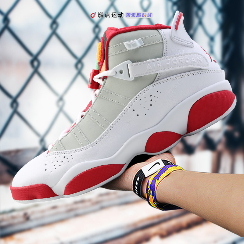 耐克男鞋airjordan6ringsaj6六冠王白红实战篮球鞋dd5077105