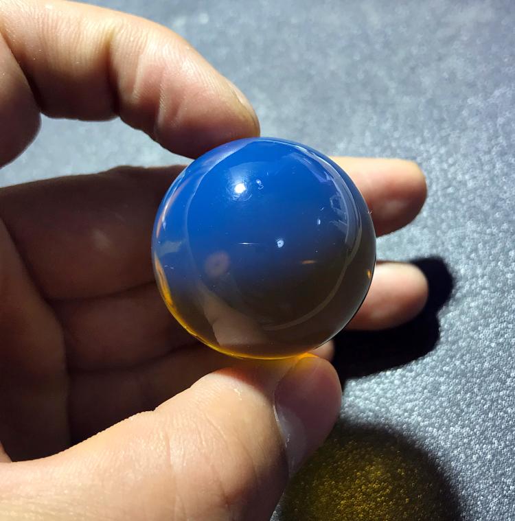 京都琥珀世家收藏级32.4mm多米尼加天空蓝蓝珀圆珠净水品质