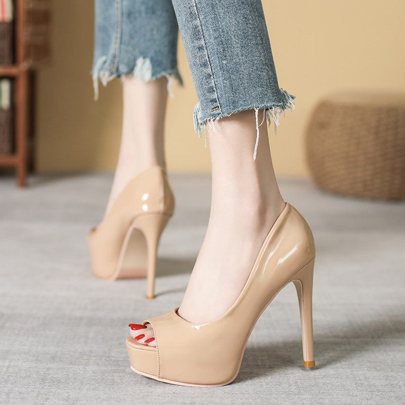 鱼嘴细跟高跟鞋夜店