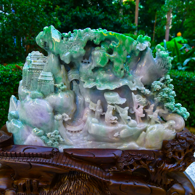 冰糯种翡翠a货山水摆件 6990克