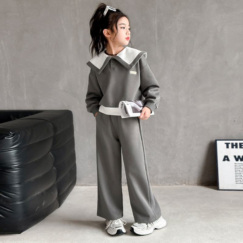 女童休闲学院风卫衣套装2024春季新韩版洋气儿童上衣休闲裤两件套