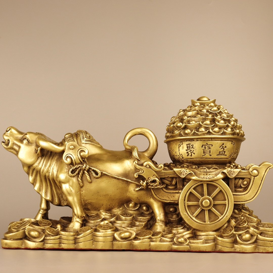 纯铜牛气冲天金牛摆件招财镇宅生肖牛公牛办公室装饰开业礼品牛年