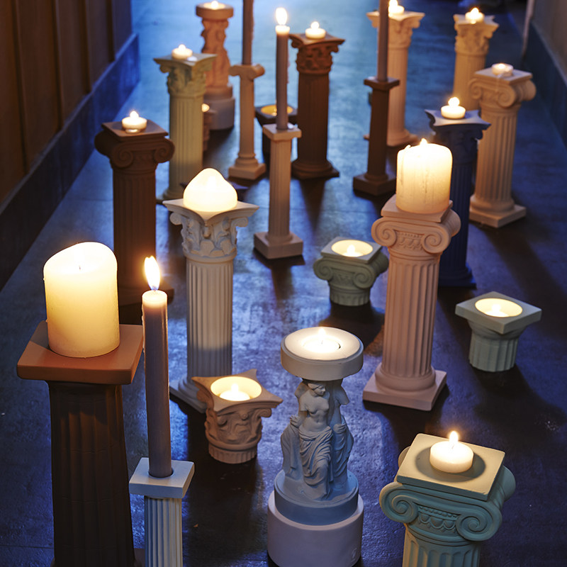 q设计家具集合店的优惠券大全—sophia 古希腊爱奥尼亚式罗马柱烛台