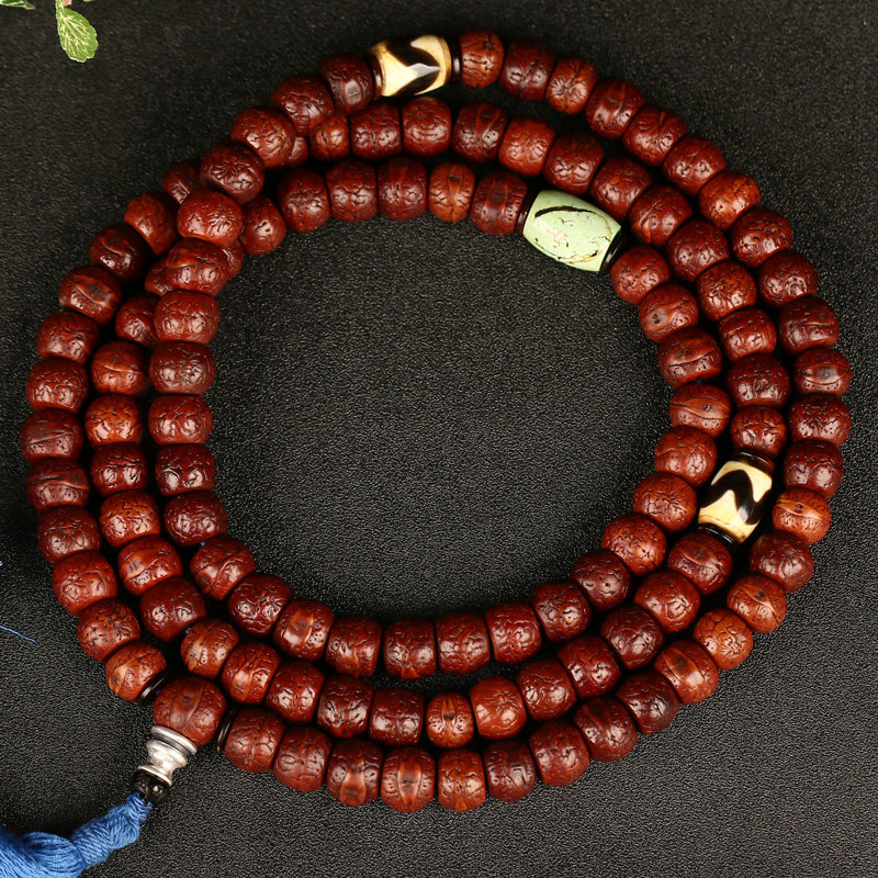 和平寺 108颗凤眼菩提佛珠念珠 玛瑙配饰 佛法加持