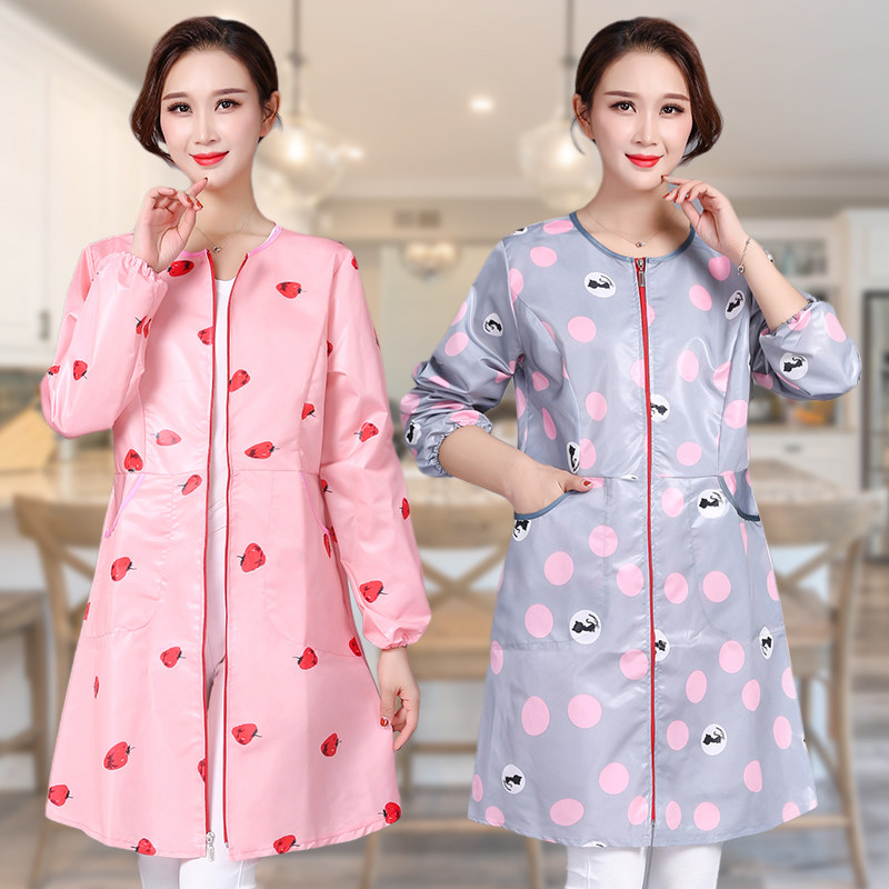 围裙韩版时尚简约防水防油成人罩衣女护衣长袖家居工服不粘毛包邮