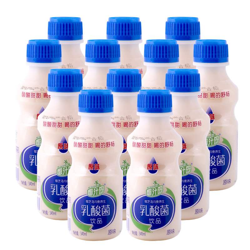 椰汁岛乳酸菌饮品儿童牛奶酸奶饮料340ml*12瓶整箱