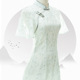 复古短袖日常斜襟雪纺中长款旗袍2023夏绿色小个子连衣裙碎花显瘦