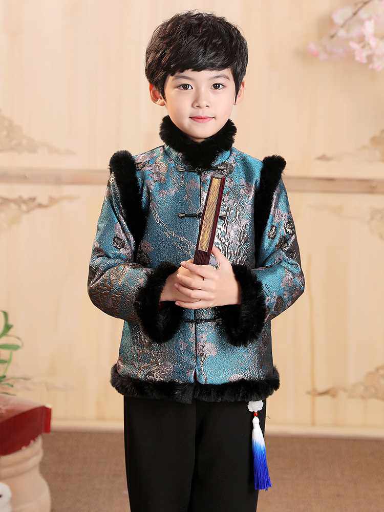 男童唐装套装拜年服加厚冬装男宝宝古风童装儿童汉服中国风过年服