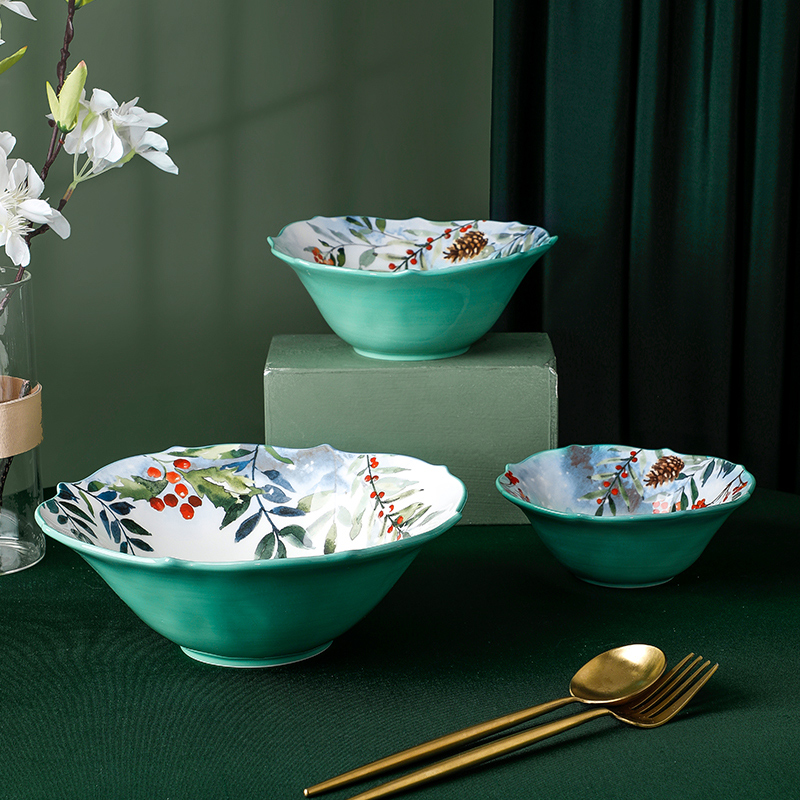 松发陶瓷古典手捏韩式风家用汤盘餐盘个性创意盘子组合餐具