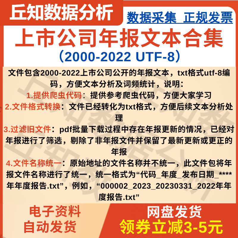 上市公司年报文本合集2022-2000txt utf-8 文本分析 词频统计可用