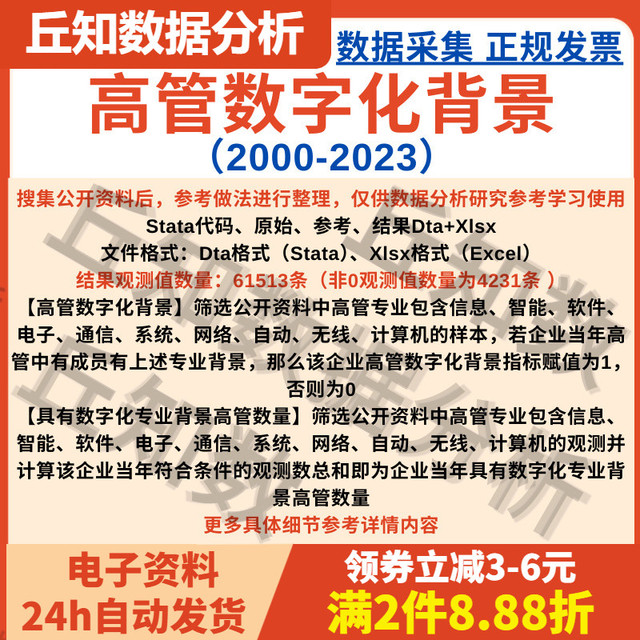 高管数字化背景2023-2000年Stata代码过程含数量以及是否虚拟变量