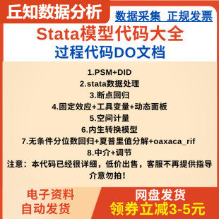 Stata模型代码大全PSMDID断点固定工具动态空间内生转中介调节等