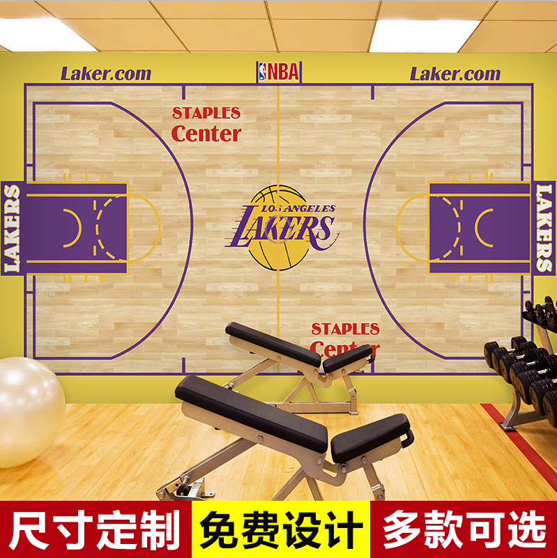 nba詹姆斯湖人主场地板电视背景墙纸科比壁纸勇士库里卧室篮球馆