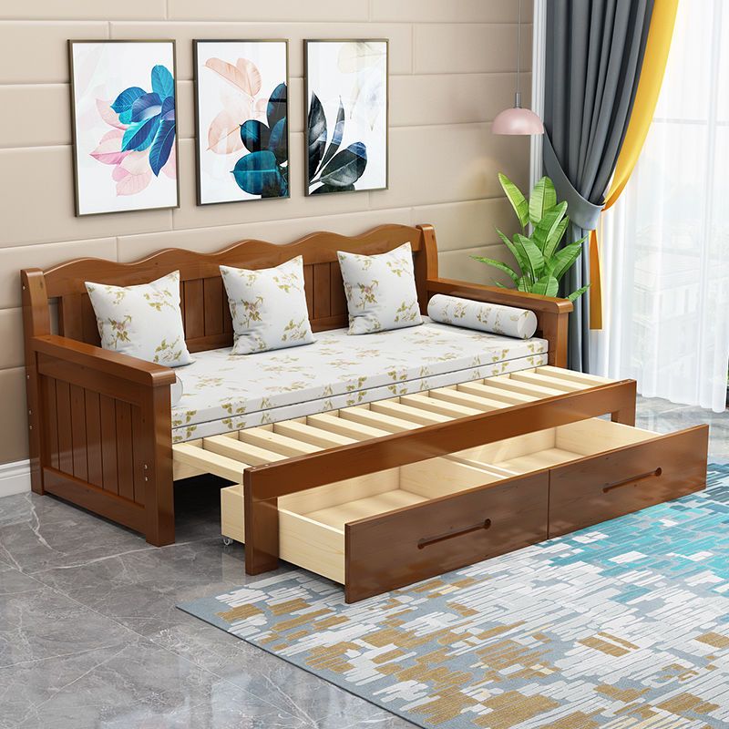 实木沙发床可折叠客厅小户型松木双人1.5米1.8坐卧两用多功能推拉