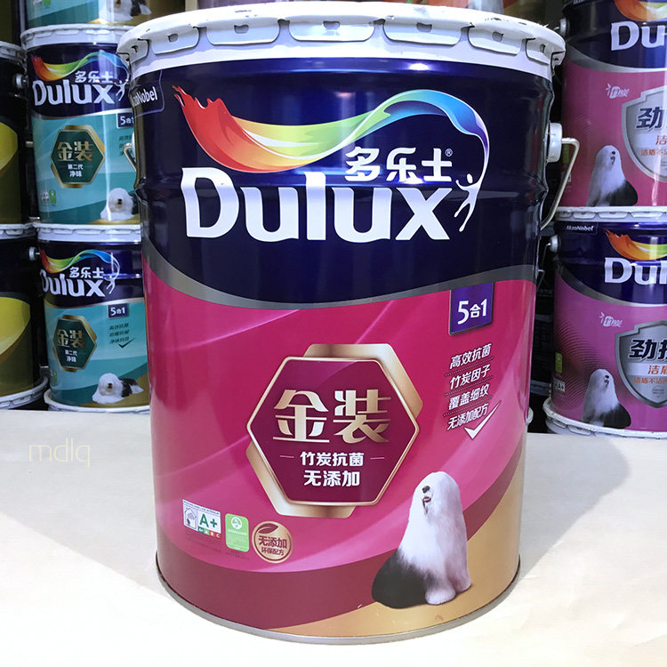 多乐士金装竹炭抗菌无添加五合一室内墙乳胶面漆白色可调色a8156