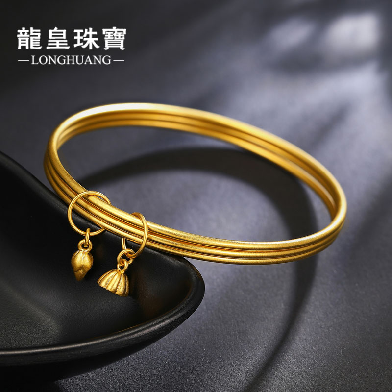 黄金古法手镯足金999三生三世手镯纯金传承素圈两世欢
