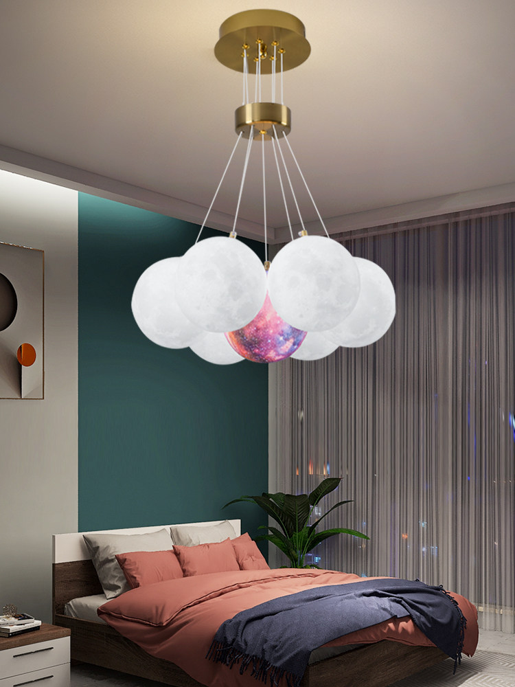 儿童房灯男孩星空梦幻月球灯创意个性星球吊灯泡泡球网红卧室灯具