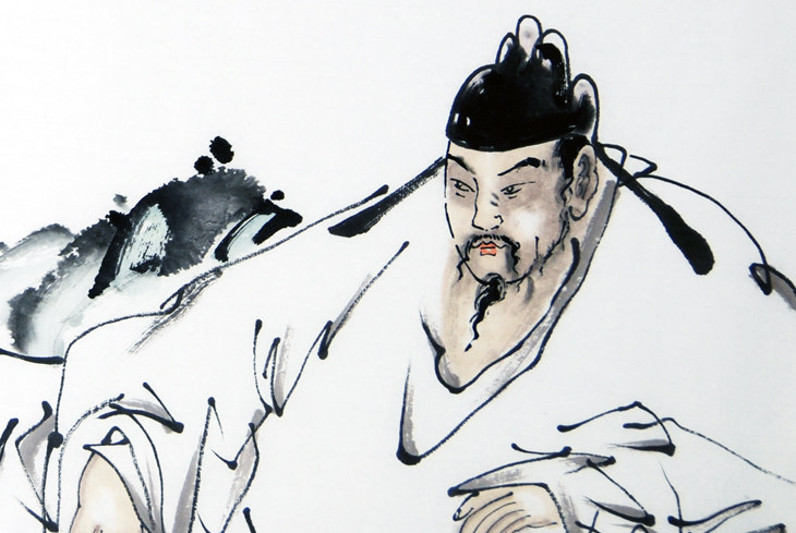 王铭水墨人物《李白醉酒》送画册