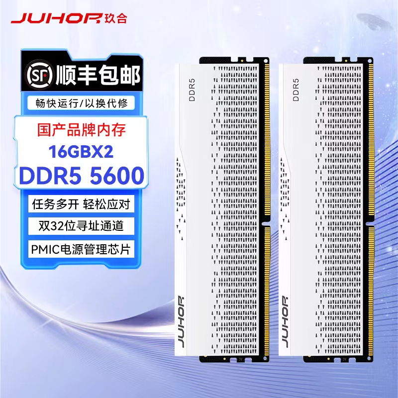 JUHOR玖合 48GB(24Gx2)套装 DDR5 5600 台式机内存条星域系列无灯