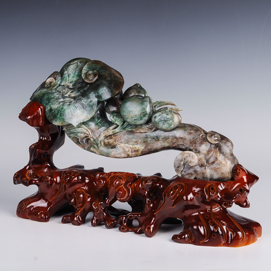 【源头好货-镇平】【福寿如意】 薛天空玉雕工作室作品独玉摆件