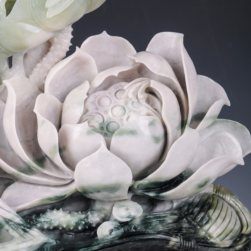 【源头好货-镇平】玉雕大师薛天空作品【出水芙蓉】 独玉摆件