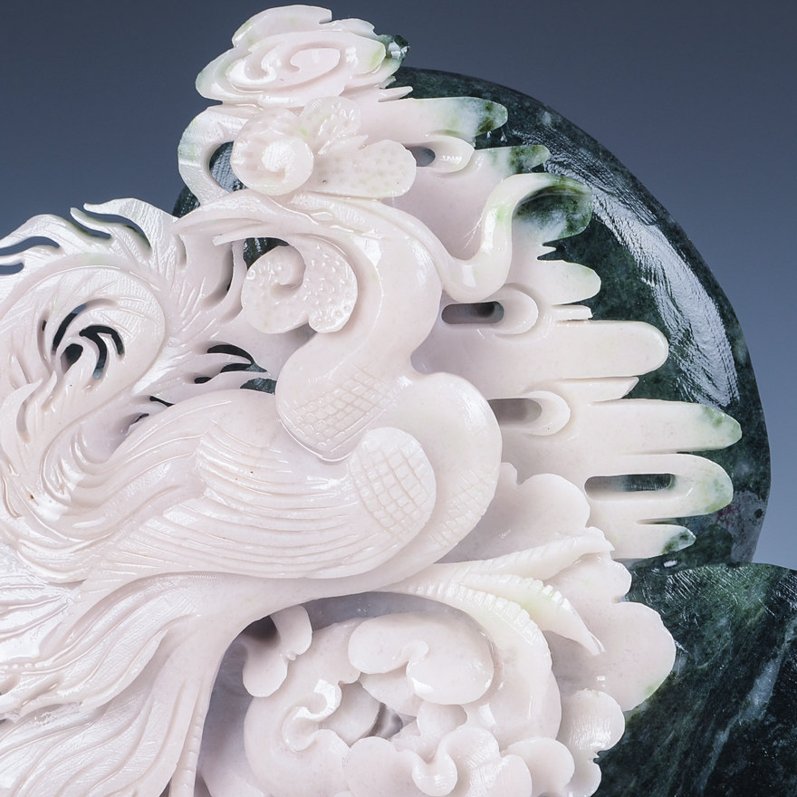 【源头好货-镇平】【凤喜牡丹】薛天空玉雕工作室作品独玉摆件