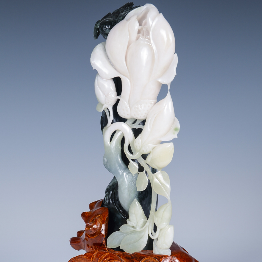 【源头好货-镇平】【玉兰花开】 薛天空玉雕工作室作品独玉摆件