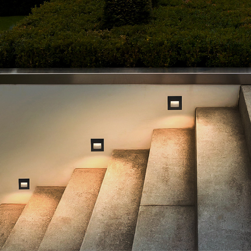 led台阶灯户外防水家用踏步灯地脚灯灯小夜灯过道墙角嵌入式楼梯