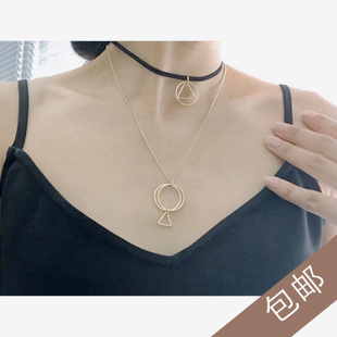 【促销】Necklace HMcos other stories质感双层项链几何造型女款|msdalam kategori Aksesori/Barang Kemas Fesyen, loket/loket - dari Buy2taobao.com untuk memberikan perkhidmatan ejen Taobao profesional membeli
