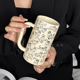 简约团团猫咪杯情侣早餐杯马克杯女生可爱卡通大容量杯陶瓷咖啡杯