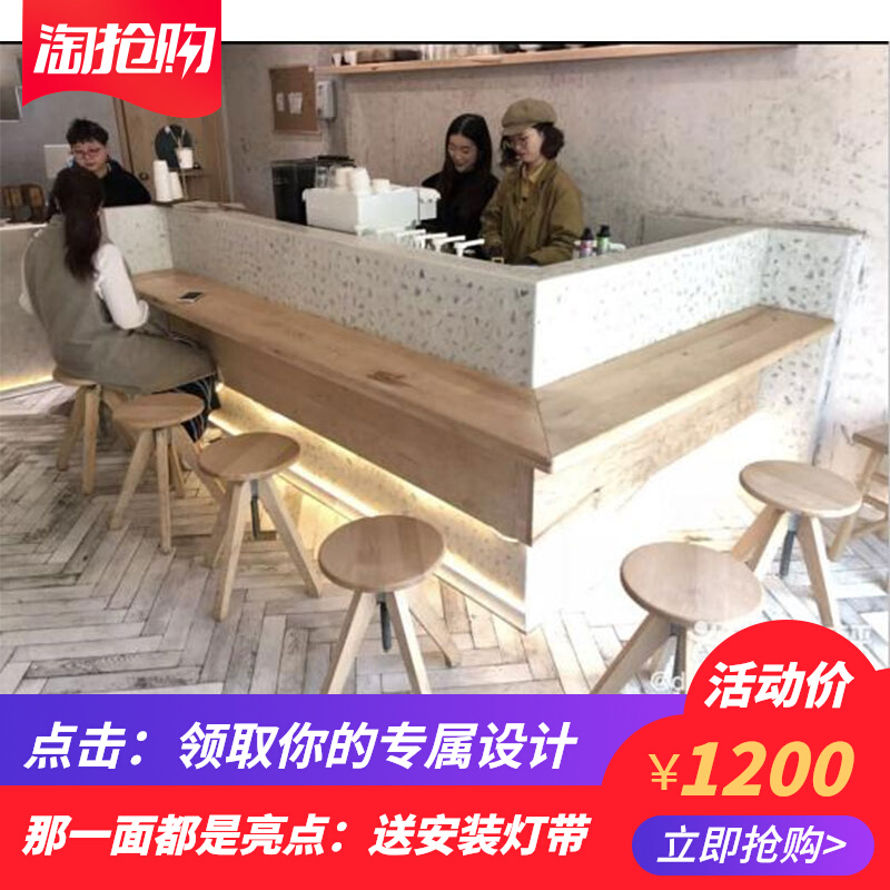 小吃店转角前台简约收银台饰面大理石吧台奶店甜品店异形烤漆定做