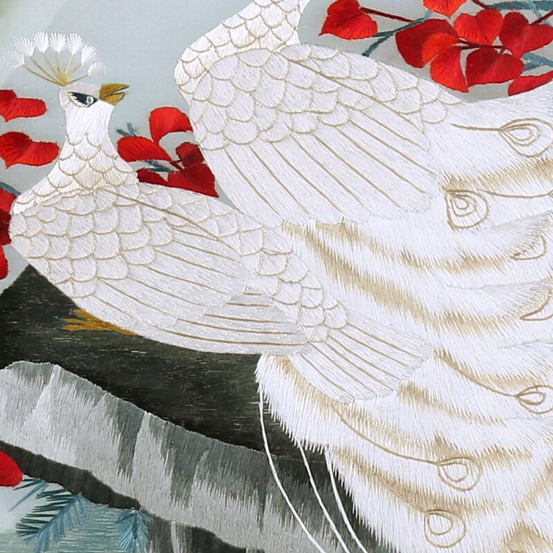 国家工美大师韩玉琴 汴绣 双面绣白孔雀