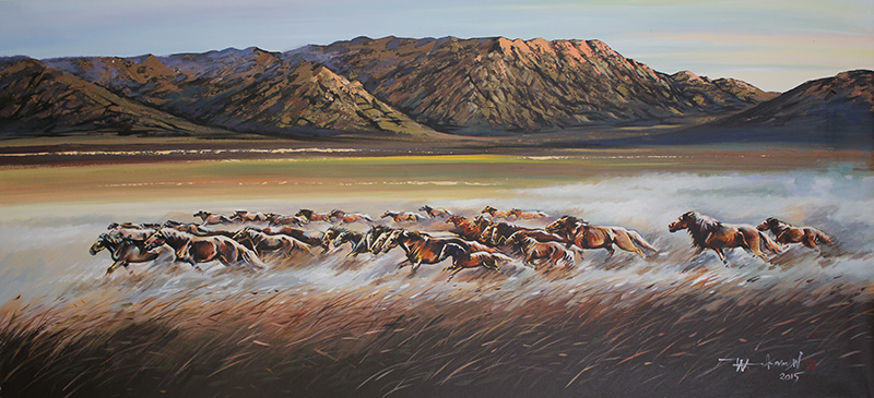 (蒙古国)吉日嘎楞《群马奔腾》