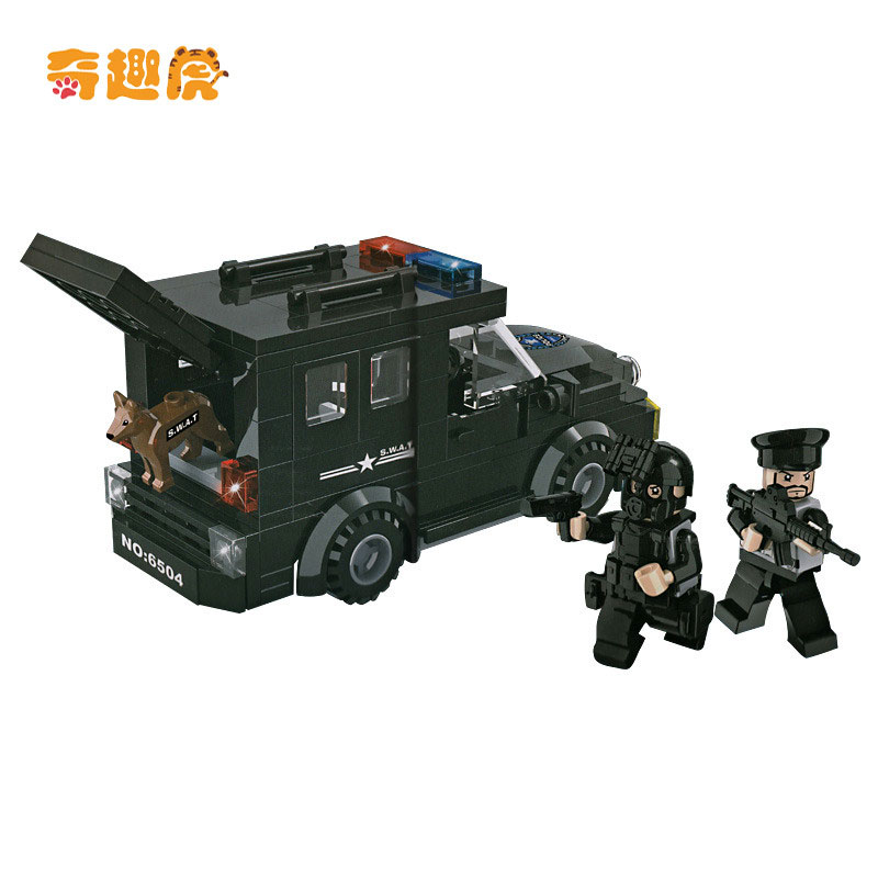 恒三和特警吉普车汽车兼容乐高军事警察积木系列模型拼装组装玩具