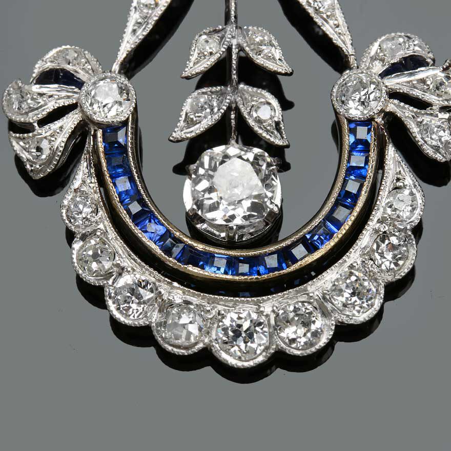 1930年代美好年代隐秘镶嵌蓝宝石古董项链