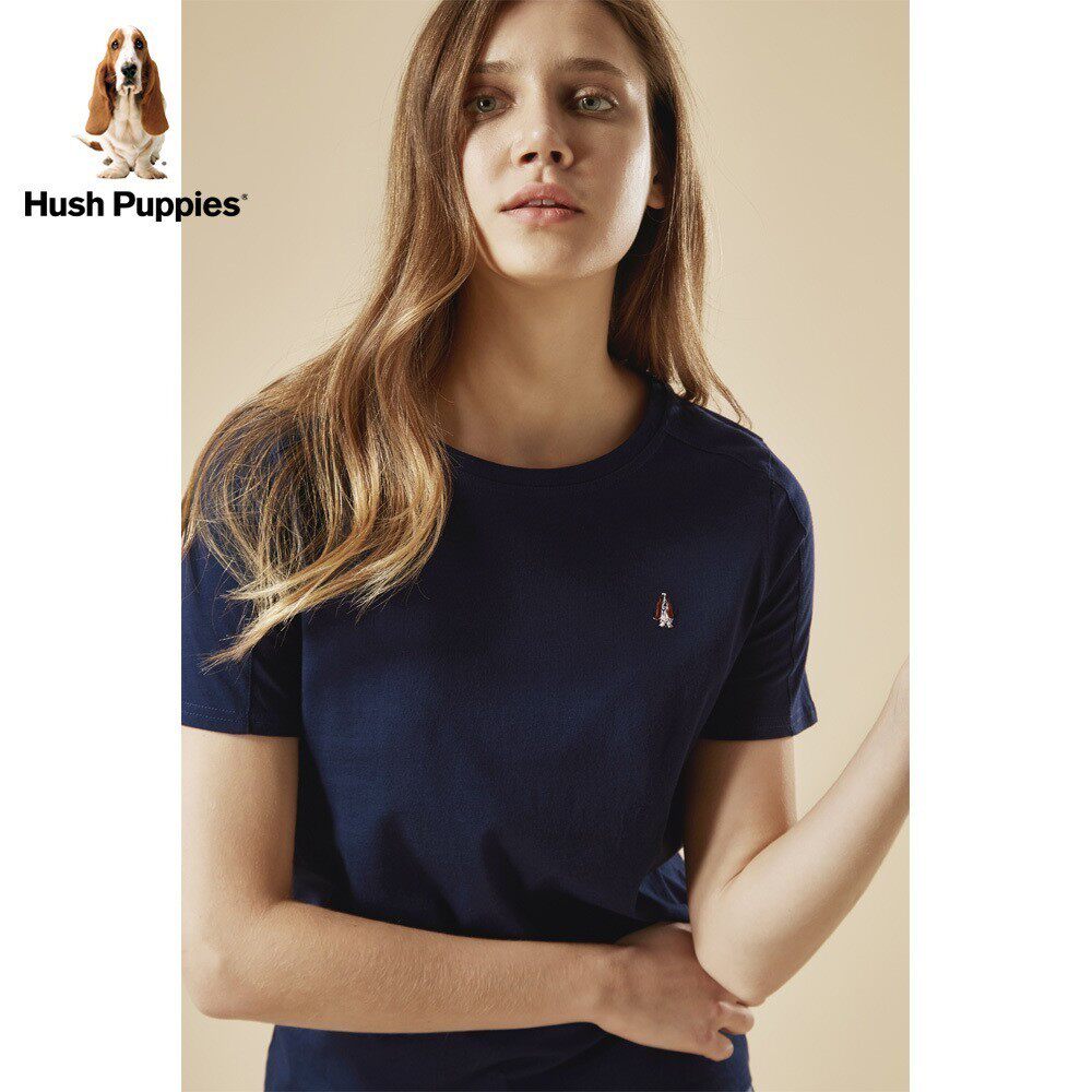 hush puppies暇步士2018夏女装净色圆领女士t恤|hd-18360