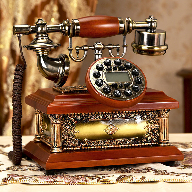 慕予臻实木欧式复古电话机固定仿古座机家用客厅创意无线插卡电话