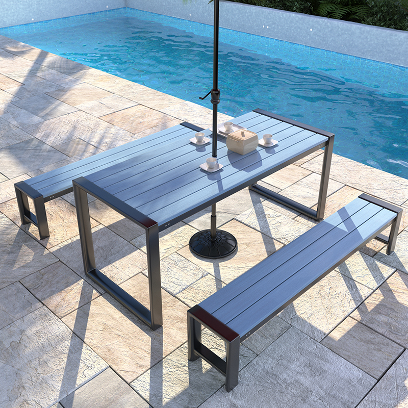 户外防腐木桌椅公园庭院铁艺组合室外小区休闲露天广场阳台双人椅