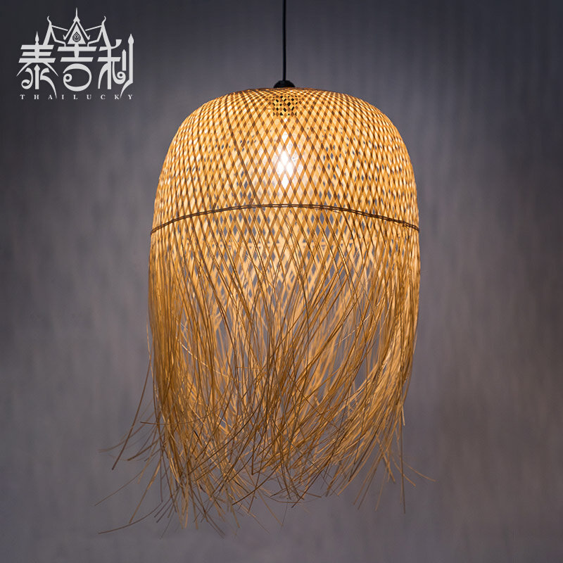 创意竹编吊灯茶室餐厅饭店民宿艺术造型灯罩中式禅意日式竹艺灯笼