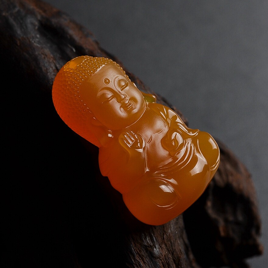 省级工艺美术大师院小果作品 黄龙玉 宝宝佛 10.90g